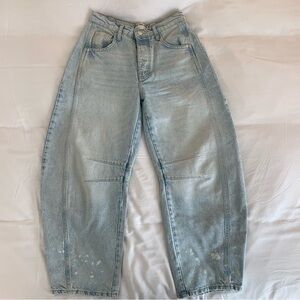 Free People FP We The Free Barrel Jeans Sz 24 Light Wash